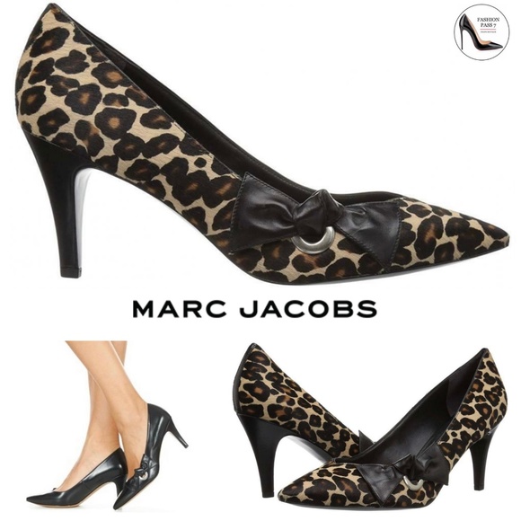 Marc Jacobs Daryl Women's Leather Pointy Toe Pump Leopard Stiletto Heel Shoes 41 - Picture 1 of 11